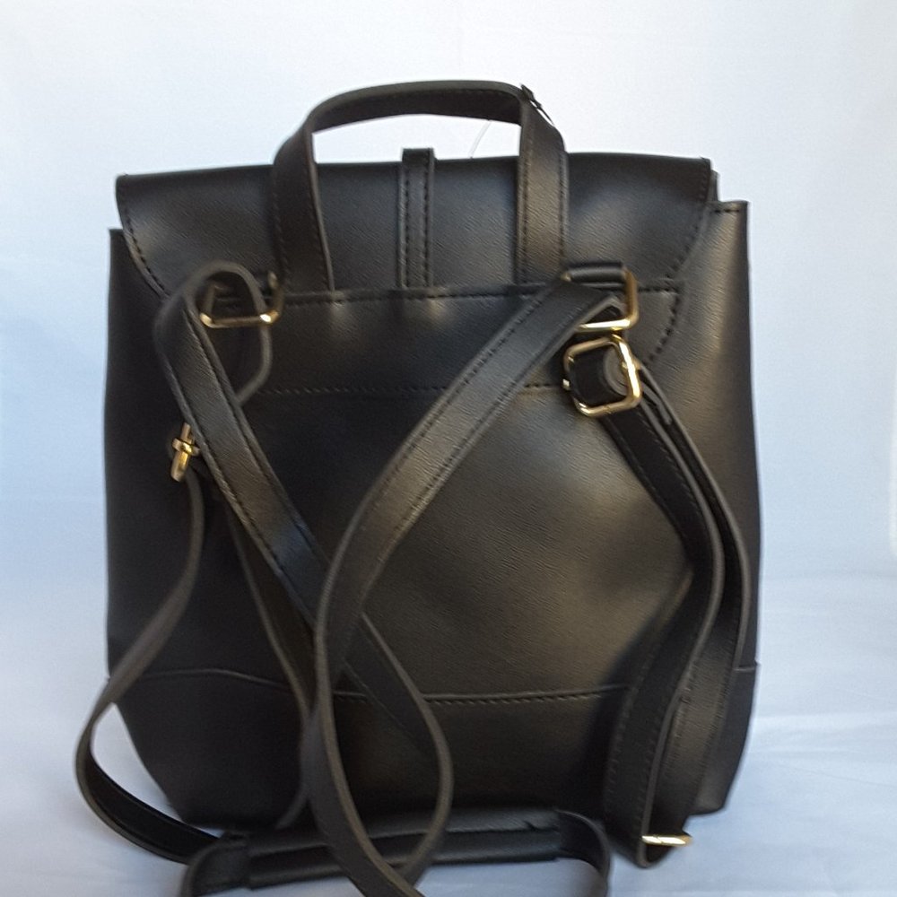FAUX LEATHER BLACK BACKPACK - Picture 3 of 7